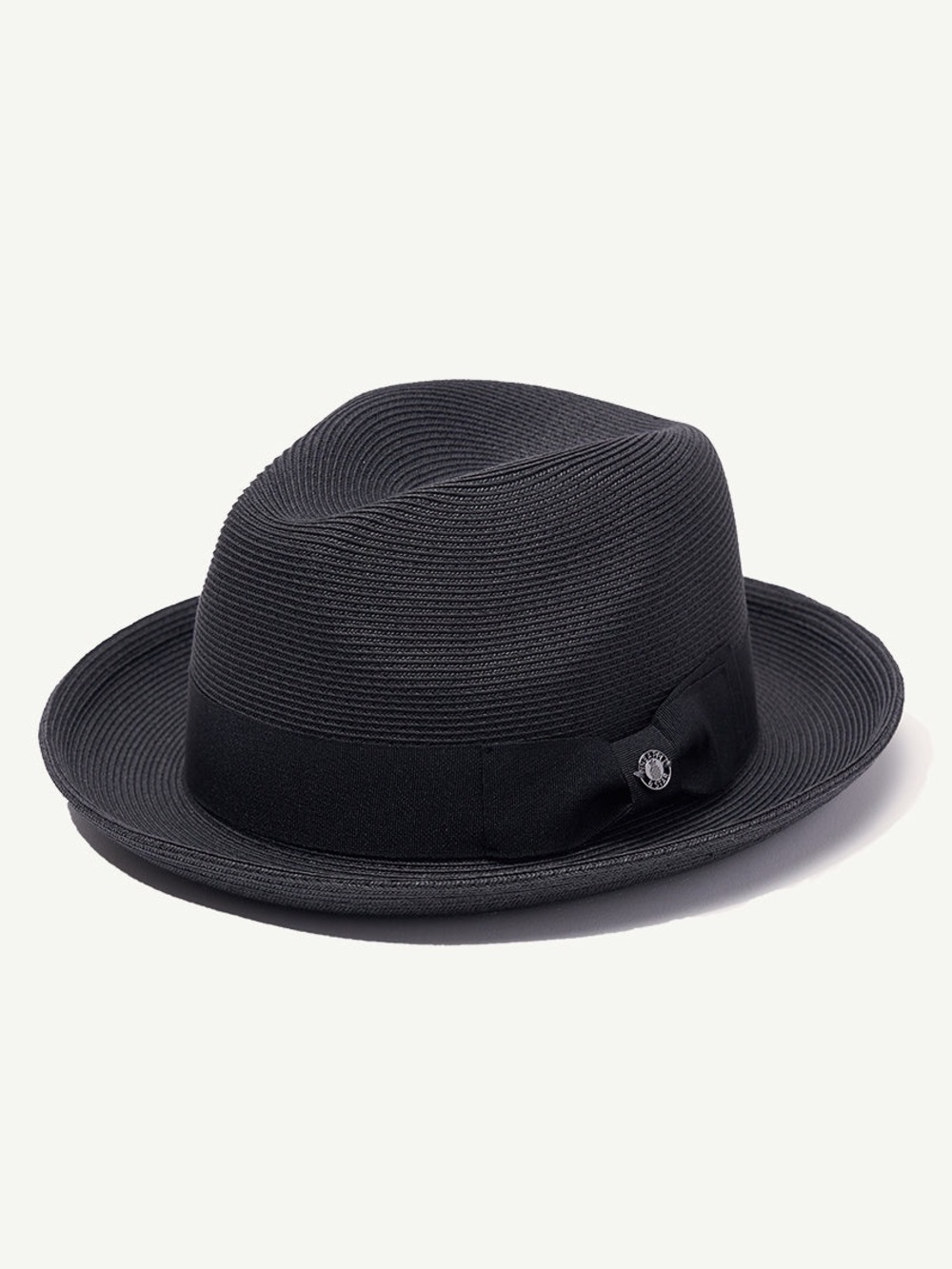 Pineapple&Star GENOA BOWTIE-BLACK Sun Straw Fedora Beach Hat Fine Braid UPF50+